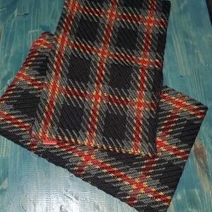 New Set Of 2 Plaid Red Black Yellow Accent Pillow Covers 11 X 18